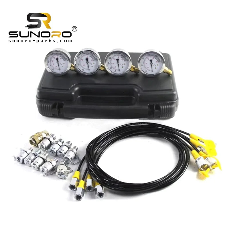 4 Gauges 10 Couplings 3 Roots 160cm Long Test Hoses Lightweight Black Plastic Box Hydraulic Pressure Test Kit Diagnostic Tool