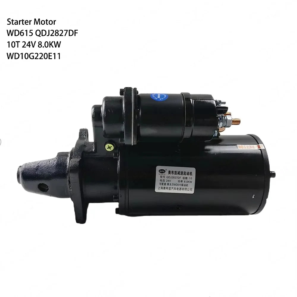 Spot Goods Starter Motor 10T 24V 8.0KW for WEICHAI QDJ2827DF WD10G220E11 WD615 Diesel Engine Spare Parts Construction Machinery
