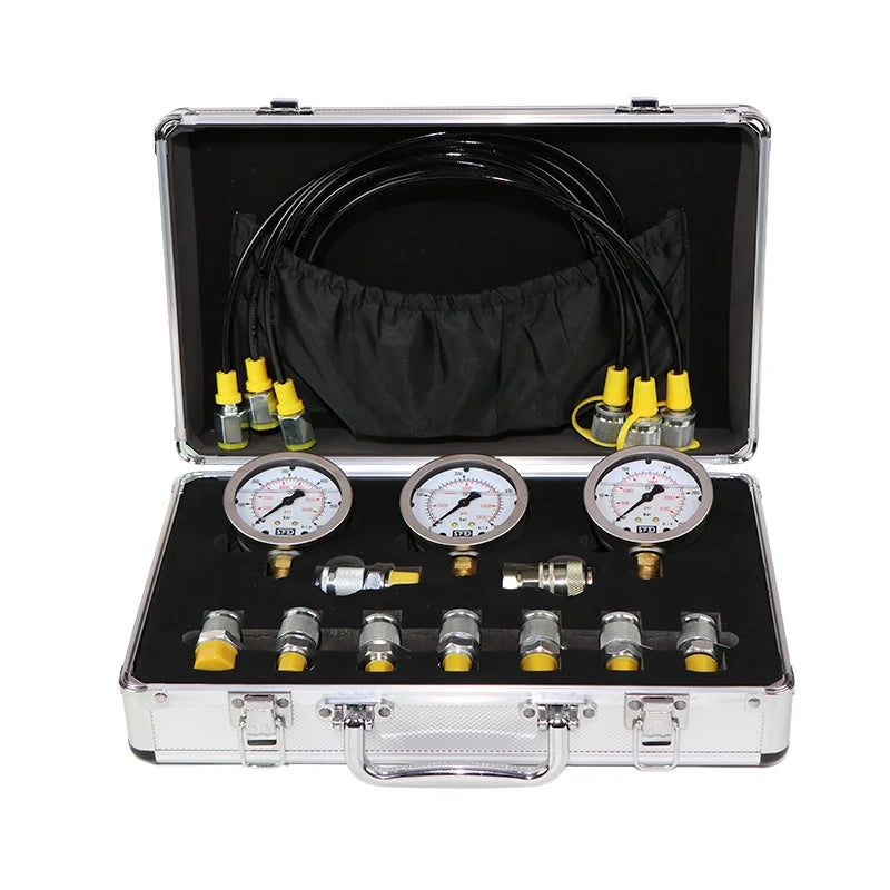 SUNORO Excavator 3 Gauge Pressure Measuring Tool DMASS 3 Tables+9 Connectors+3 Wires Hydraulic Gauge Kit