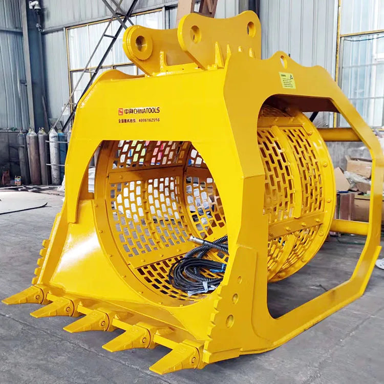 1-80T Heavy Duty Excavator Attachment Rotary Sieve Screening Bucket Crusher