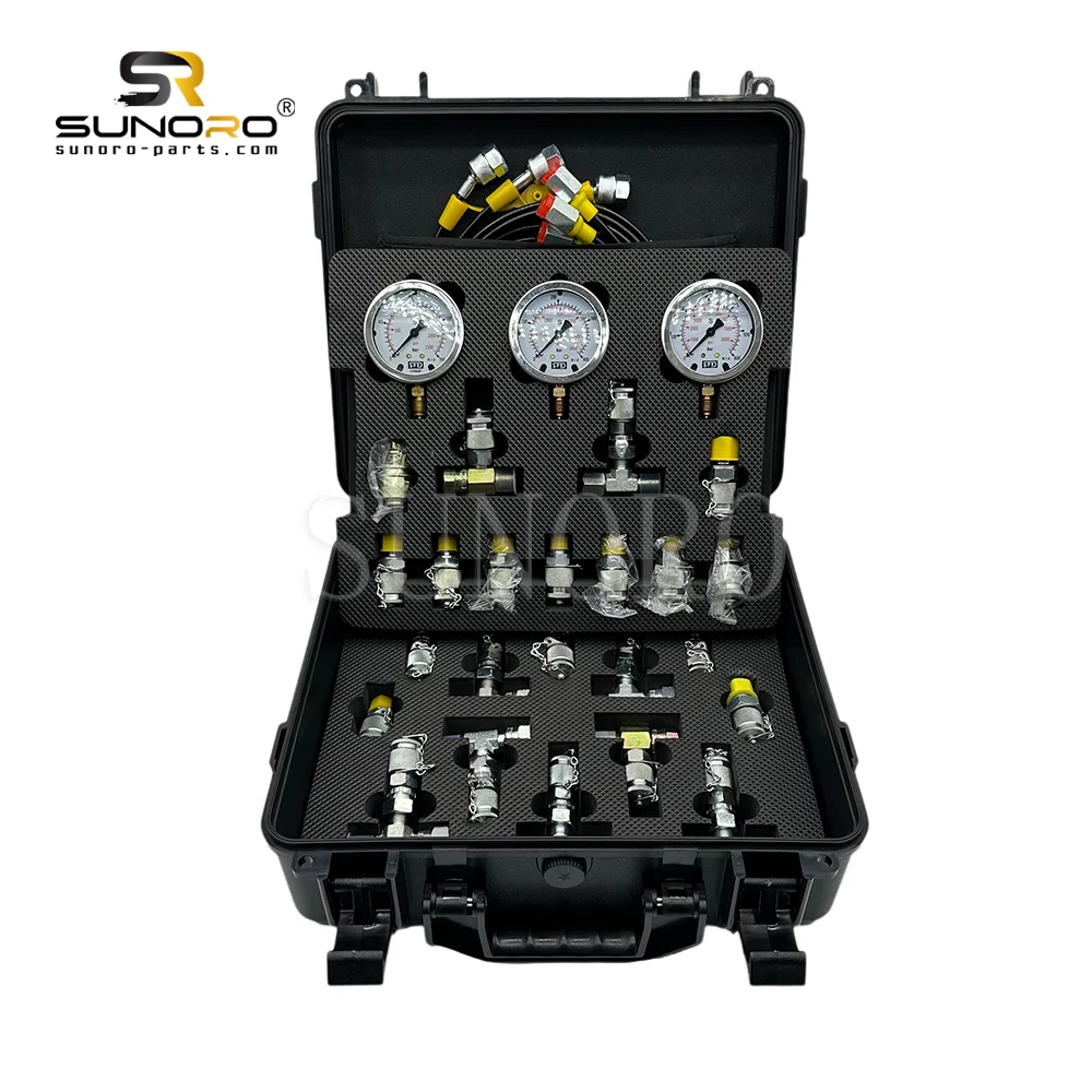 All Models Hydraulic Pressure Test Coupling Kit With 3 Gauges 3 Test Hoses 11 Couplings and 12 Tee Connectors Pressure Gauge Kit