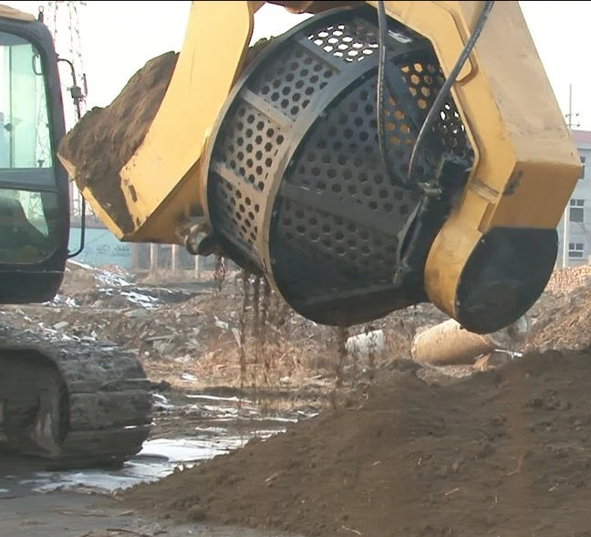 Hydraulic Drum Rotatory Screening Bucket Hopper With Rotating Screening Bucket for Excavator