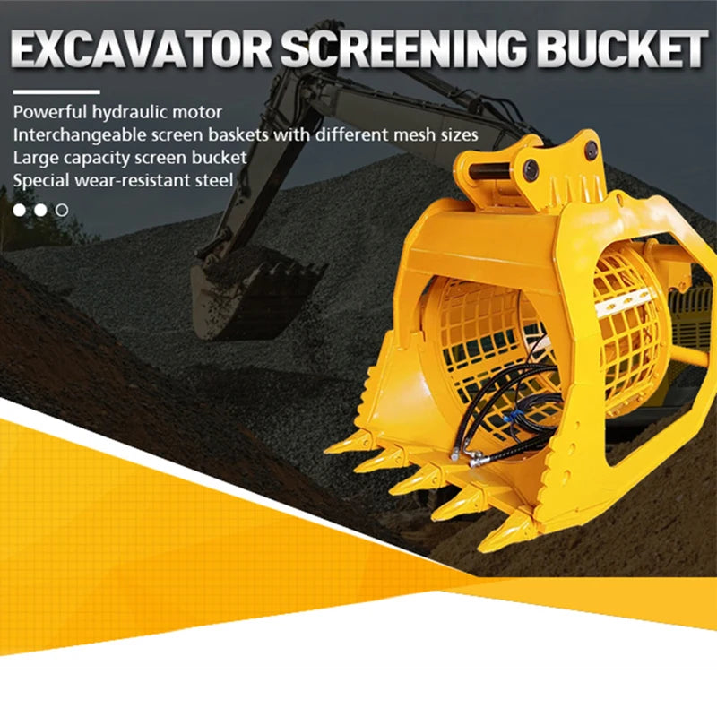 OEM Rock Screen Excavator Rotating Customized Grid Sizes Soil Screening Bucket for Excavator