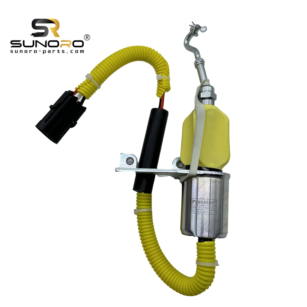 SUNORO Excavator Part Engine Fuel Shutdown Stop Solenoid Shutoff Solenoid 4942879 24V for 6CT8.3 YC