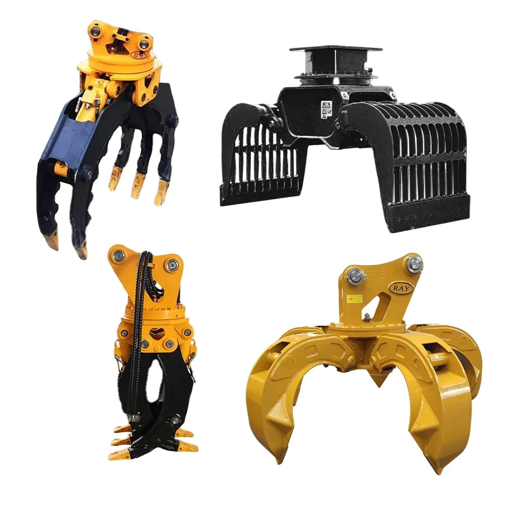 OEM Factory Price Excavator Attachments Log Grab Demolition Steel Scrap Grapple Hydraulic Rotating Wood Rock Stone Grapple