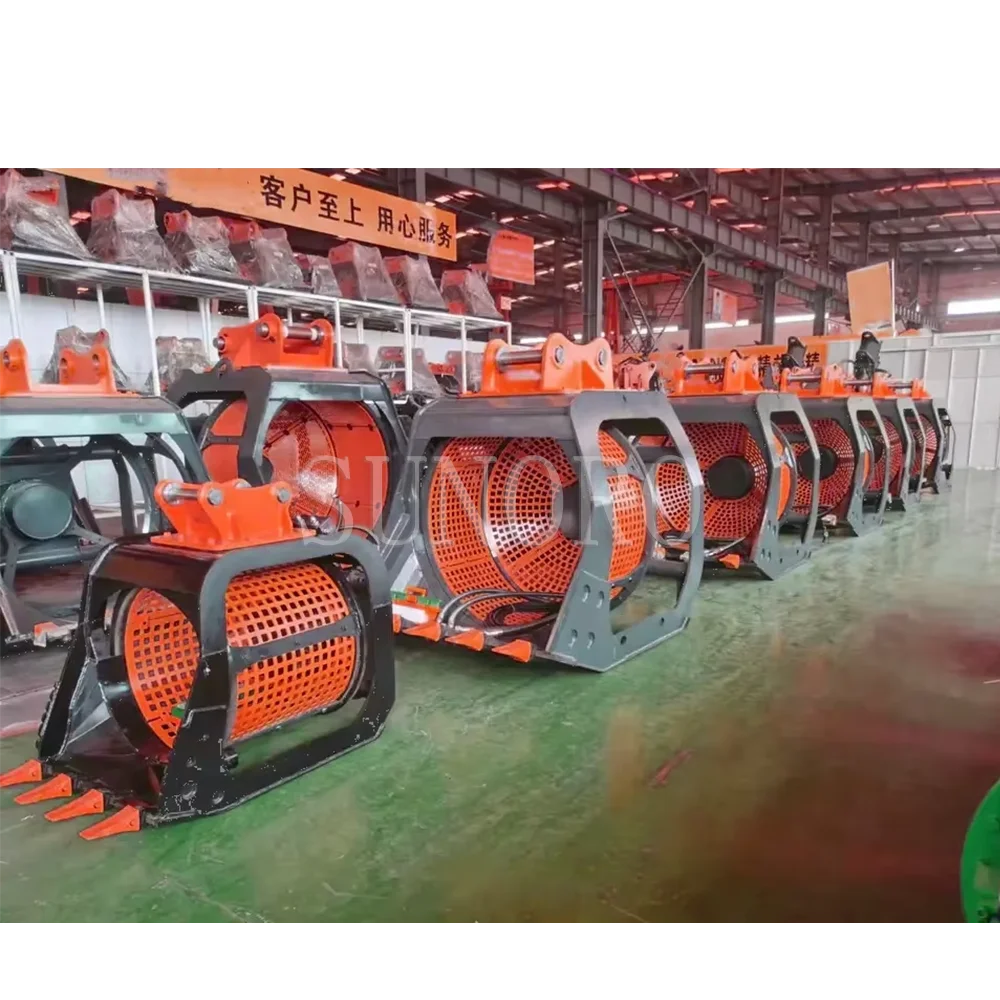 2-4 Ton Soil Screening Rotary Bucket Excavator Attachment Sieve Bucket Is Used for Screening and Sorting Stone Chips
