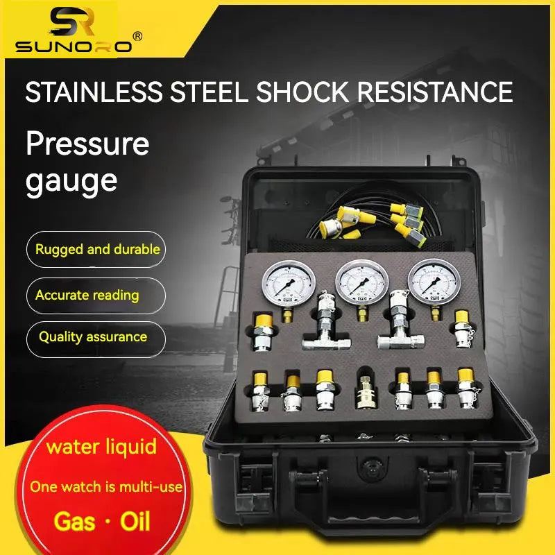 SUNORO High Quality Excavator Fuel Hydraulic Pressure Gauge Pressure Gas Pressure Portable Test Kit for Sale
