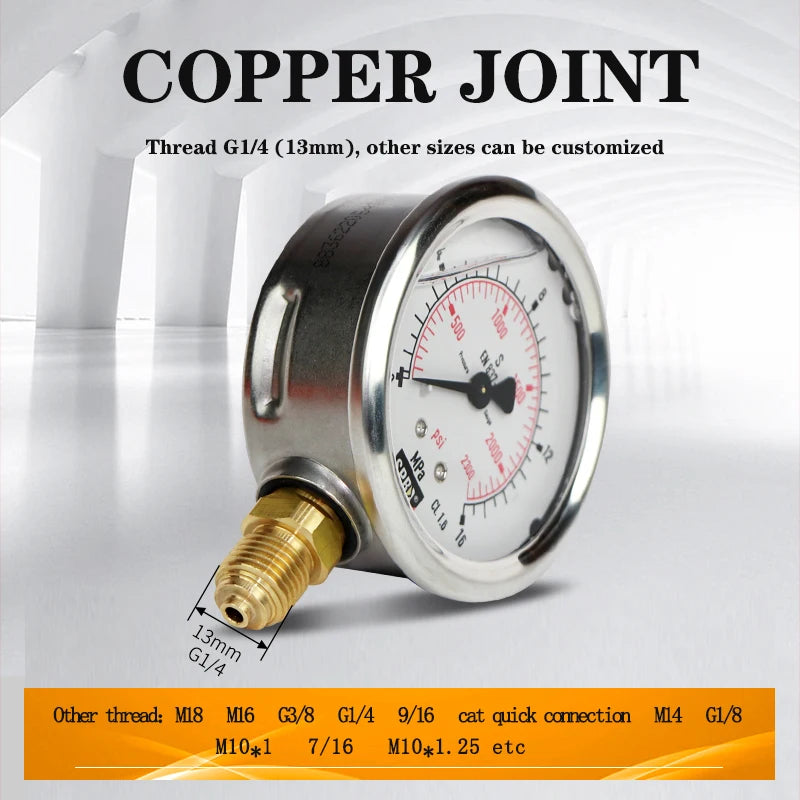 Excavator Diagnostic Tools Hydraulic Pressure Test Kit 4 Gauges Stainless Steel Case Excavator Hydraulic Pressure Gauge Set